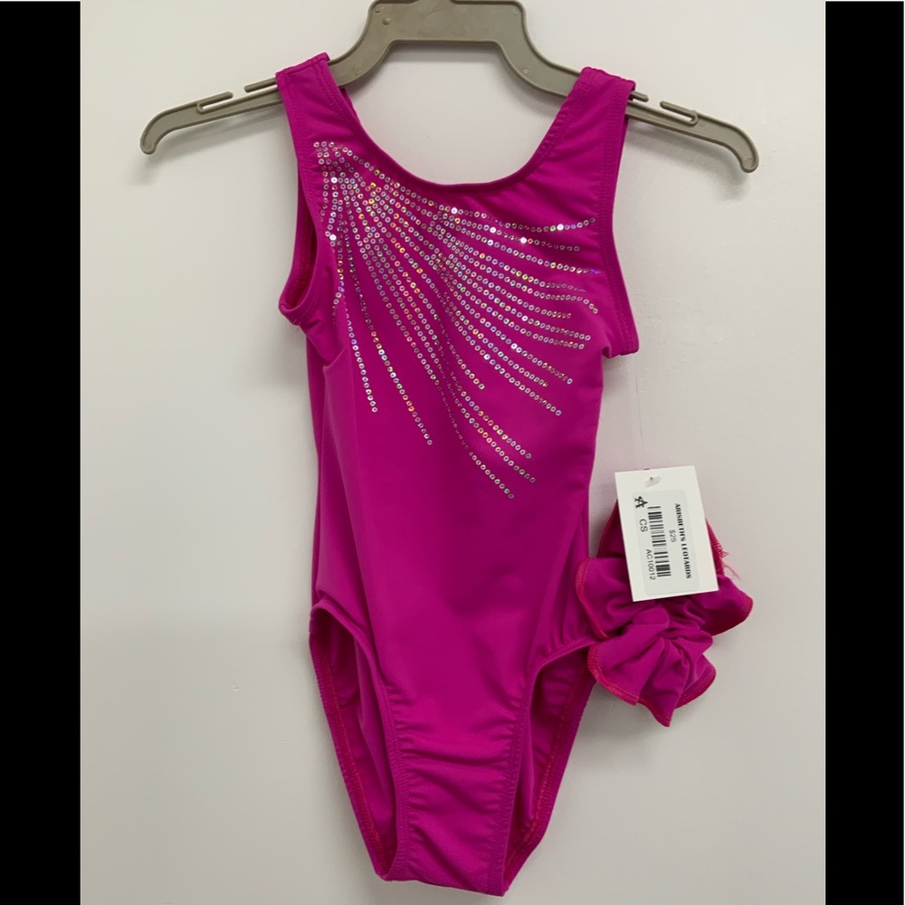 Pink gymnastics leotard for girls